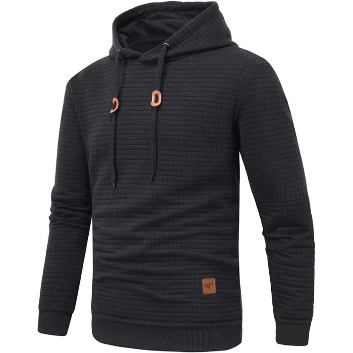 Чоловіча толстовка Tanozer з капюшоном, довгий рукав, в клітинку, чорний (XL)