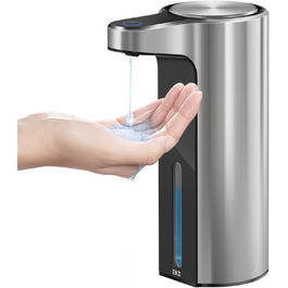 Automatic Soap Dispenser with Window - Infrared Sensor, 250ml, USB Rechargeable, Waterproof, Adjustable Dosage, Drip-Free, for Kitchen & Bathroom - Matte Black (Silver)
