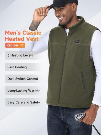 Обогріваючий жилет для чоловіків з акумулятором 10000mAh, 6 зон нагріву, USB, мікрофліс, регулювання температури, чорний (M)