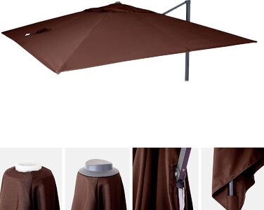 Mendler Replacement Canopy for Luxury Gazebo Awning HWC-A96, Parasol Cover Replacement Cover, 3x3m (Ø4.24m) Polyester 2.7kg - brown