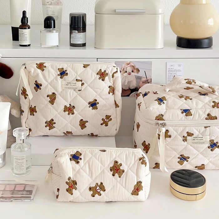 Набір косметичок 3 шт. для подорожей, косметичка для дівчат та жінок з квітковим принтом, зручна для макіяжу