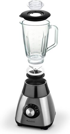 Блендер TurboTronic 1200W з скляною чашею 1,5л, з функцією Ice Crush, срібний, для приготування смузі