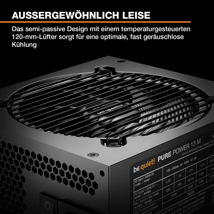 Блок живлення be quiet! Pure Power 13 M 750W, ATX 3.1, 80+ Gold, повністю модульний