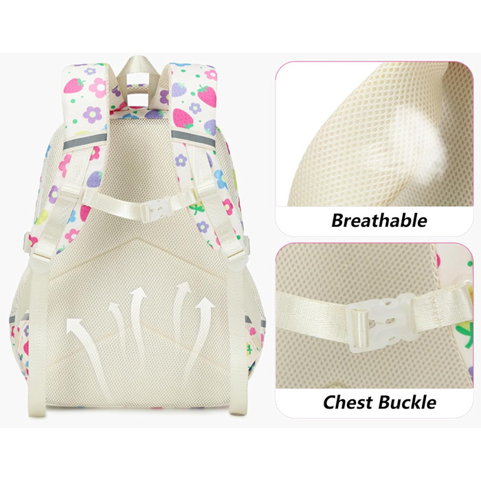 Шкільний рюкзак для дівчаток-підлітків у вінтажному стилі. Набір: рюкзак, ланч-бокс, пенал. Квітковий дизайн, відділення для ноутбука. Ідеально для школи, подорожей. Колір: Полуниця, Слонкост.