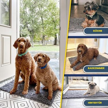 Гігроскопічний килимок для дому та тварин Muddy Mat® з мікрофібри, протиковзний та вологопоглинаючий килим для кухні, ванної та передпокою, сірий, M (76 x 48 см)
