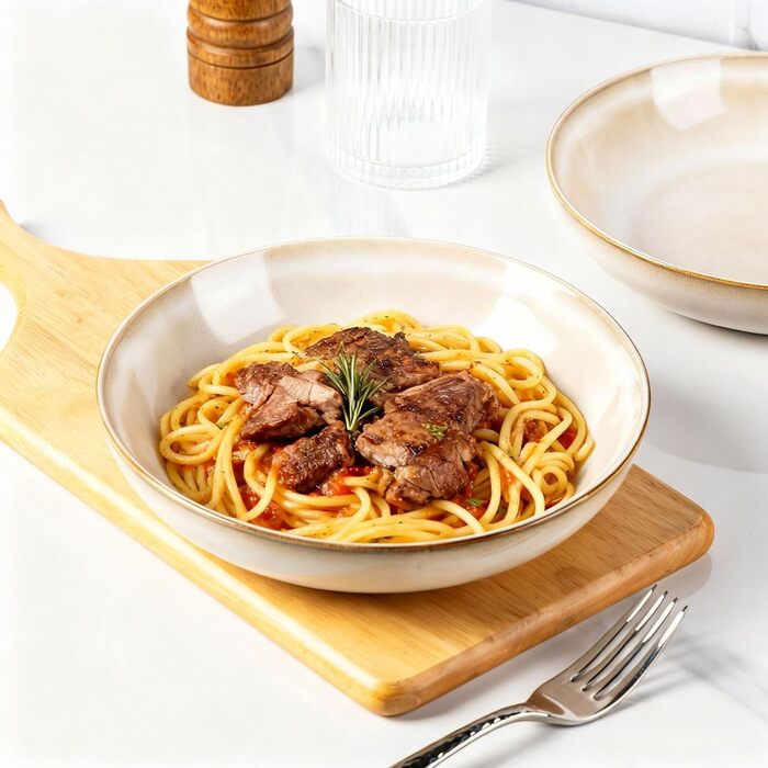 Набір глибоких тарілок GBhome з кераміки (22 см, 6 шт.) - для супу, пасти, кави