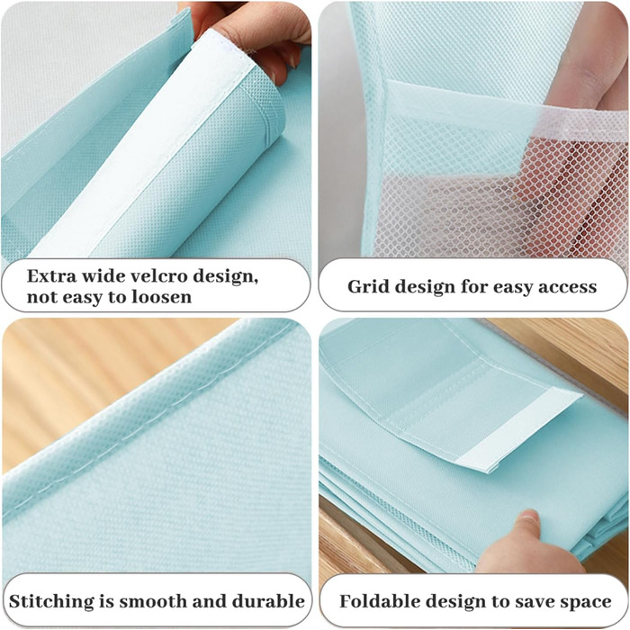 Настінна полиця-органайзер для шафи, 4 відділення, 12 кишень, для спальні, сімейного гардеробу, складана, універсальна, 30 x 22.5 x 80 см (Блакитна, 2 яруси)