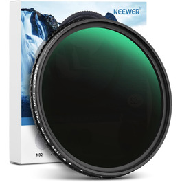 NEEWER 52mm Змінний ND-фільтр ND2-ND32 (1-5 ступенів затемнення) для об'єктивів камери, оптичне скло HD, 30-шарове нанопокриття, ультратонкий алюмінієвий каркас, водовідштовхувальне та антиблікове покриття