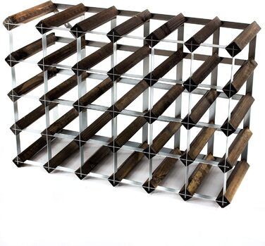 Cranville Wine Racks Classic 30 (6x4) Bottle Pine Wood and Galvanized Metal Wine Rack Fully Assembled (Brown, 136x66.5x74 cm)