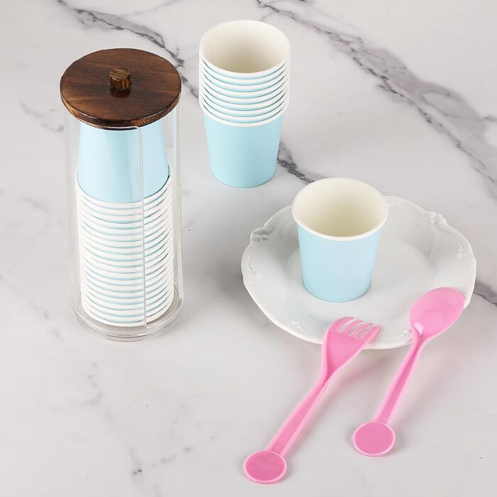 Набір для зняття макіяжу Tecbeauty Wattepad: органайзер, баночка для ватних дисків, дерев'яний ковпачок, скло