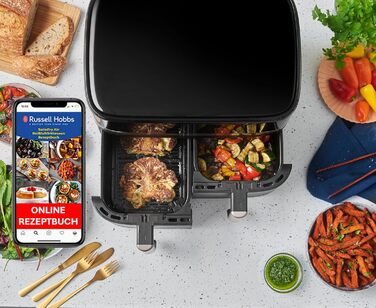 Фритюрниця Russell Hobbs SatisFry з 2 камерами, 9л, Rapid AirFryer, 9 програм, тиха робота, миється в посудомийній машині