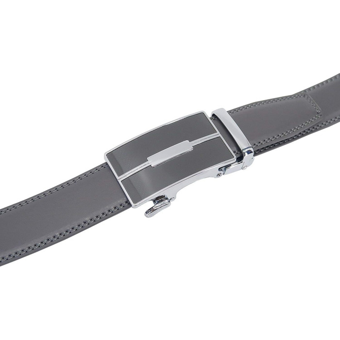 Чоловічий шкіряний ремінь на автоматичній застібці без дірок, ширина 3 см, регульований розмір, довжина 125 см, колір 505 Grey