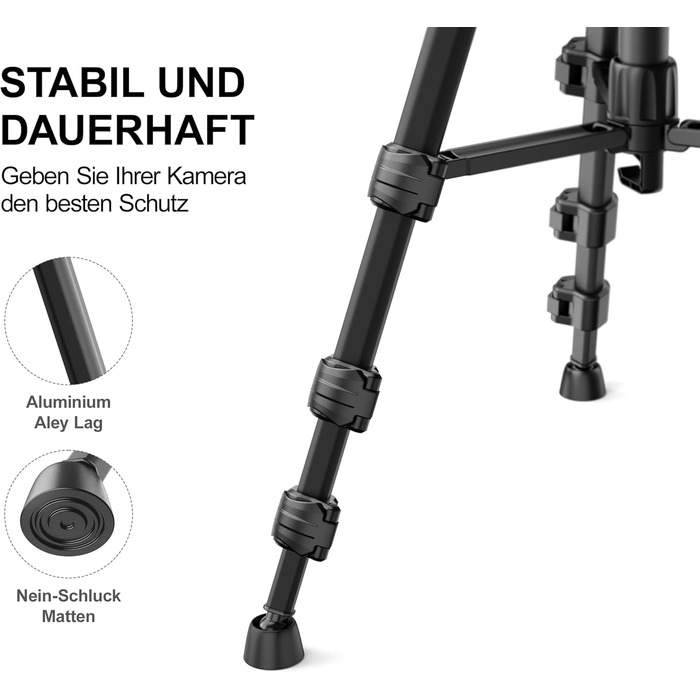 Штатив для камери RALENO Stabile, 152 см, з сумкою. Легкий та міцний штатив для професійних фотографів та відеозйомки з тримачем для телефону iPhone. Модель TP-40