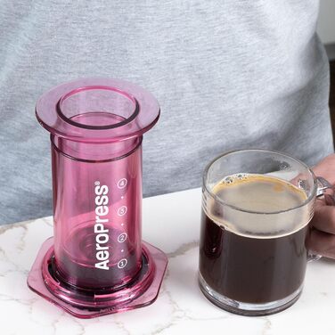 Прозора кавоварка AeroPress Clear 3-в-1: френч-прес, пуровер і еспресо, портативна міні-кавомашина для подорожей, без гіркоти, розмір S, рожева
