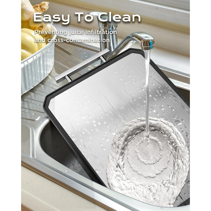 Нержавійна дошка для нарізання SNOWCLAD з пшеничного полова та поліпропілену, 40.6 x 27.9 см, велика, для м'яса, безпечна, для кухні, миється в посудомийній машині