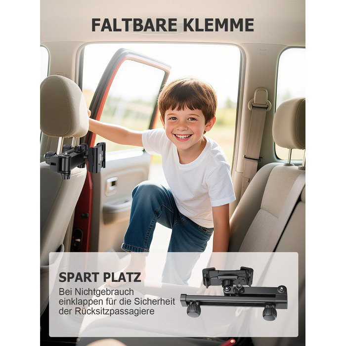 Утримувач для планшету в авто OHLPRO - розсувний, 48 см, універсальний, сумісний з iPad, смартфонами, Switch, з металевими кільцями