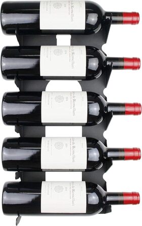 Steel wine rack for all types of wines, with wall mount and decorative trim. (Black)