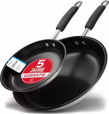 Frying Pan Set (20cm and 28 cm) Induction with TEST VERY GOOD and 5 YEARS WARRANTY - Anti-Stick Coated Frying Pan Set Induction – Induction Frying Pan Set Dishwasher and Oven Safe – Frying Pan Set 28cm+20cm Set