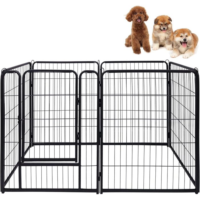 Набір вольєрів для собак SUBTLETY (6 шт.) з дверима та ґрунтовими анкерами. Freilaufgehege, загородження для собак, вольєр для цуценят, портативний вольєр для тварин, для саду та кемпінгу. Стійкий до погодних умов.