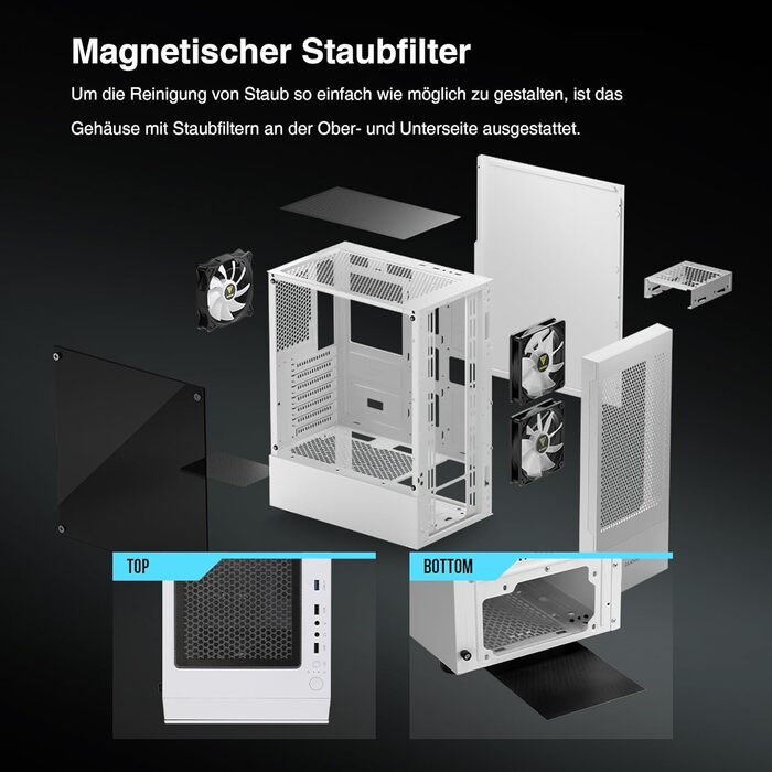 Корпус для ПК Gamdias TALOS E3 Mesh White - Mid-Tower з 3 RGB вентиляторами, сітчаста передня панель, скло, PSU-кришка