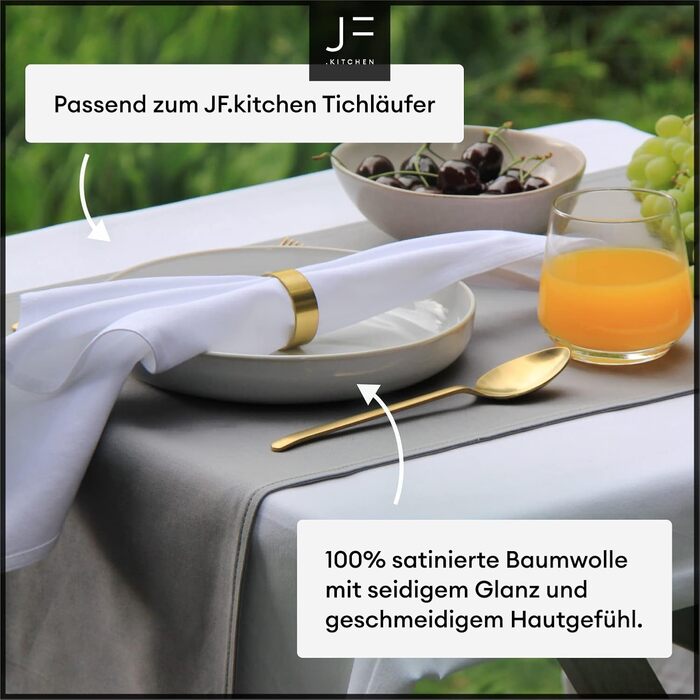 JF.kitchen® | 12 Cloth Napkins with Folding Instructions from Extra High-Quality Cotton 40x40cm (White)
