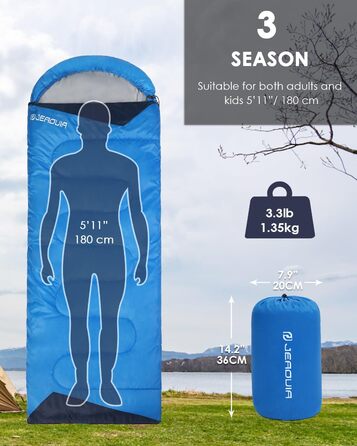 Lightweight Waterproof Sleeping Bag for Adults - Cold Weather Backpacking Sleeping Bag for Camping, Hiking, and Outdoor Travel | Includes Compression Bag