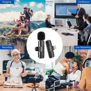 Беспроводной петличный микрофон 2St для iPhone/iPad: Plug-and-Play, шумоподавление, для видеоблогинга, YouTube, TikTok