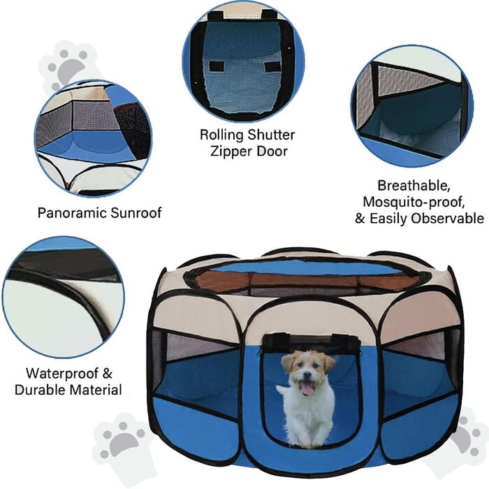 Клітка-забіг для цуценят та котів 114x114x59 см, клітка для тварин в квартиру, забіг для собак та котів, вольєр для кроликів та інших дрібних тварин (сірий)