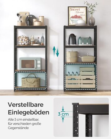 SONGMICS 4-Tier Adjustable Stand/Book/Storage Shelf - Vintage Brown & Black