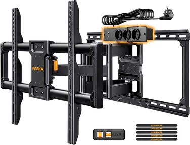 Настінна кріплення для телевізора Perlegear з розеткою, 42'-90', 68 кг, VESA 600x400 мм, PGLF11 (оновлена версія)