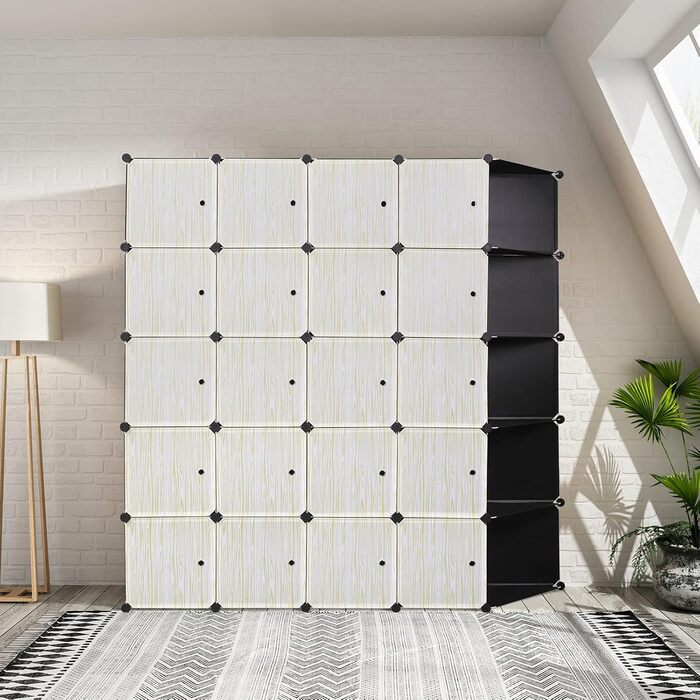 WOLTU Wardrobe/Clothes Cabinet with Shelf System, Bookshelf, Shoe Rack, DIY Shelf with 2 Clothes Rails, Super Large SR0102she