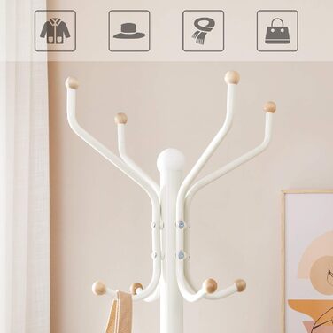 SONGMICS 182 cm (5.97 ft) Height Wardrobe Rack, Stable Metal Clothes Rack, Wardrobe, White, RCR19W
