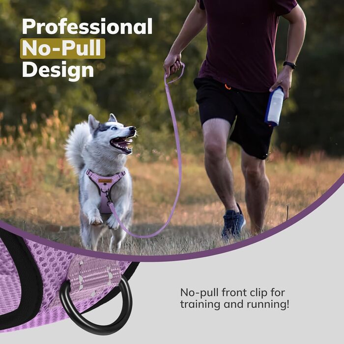 Нашийник для собак FAYOGOO без чіткої тяги, з відбиваючими елементами, м'який, з підкладкою, для маленьких, середніх та великих собак, фіолетовий, XS