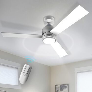 Стельовий вентилятор Cecotec EnergySilence Aero 4850 з підсвічуванням, 48 дюймів, 3 лопаті, пульт ДУ, DC-мотор, 6 швидкостей, режими зима/літо, 30 Вт, білий