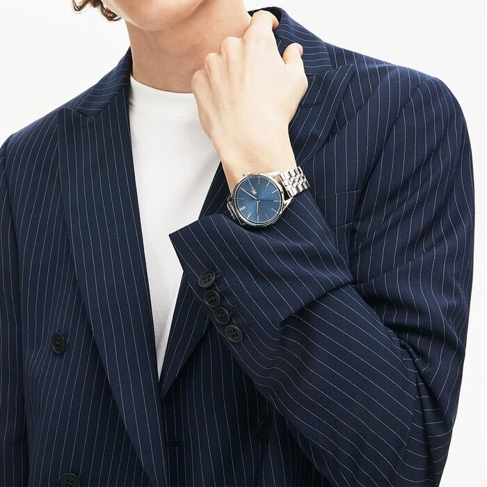 Годинник чоловічий Lacoste Analog Quartz 2011049 з сріблястим браслетом з нержавіючої сталі