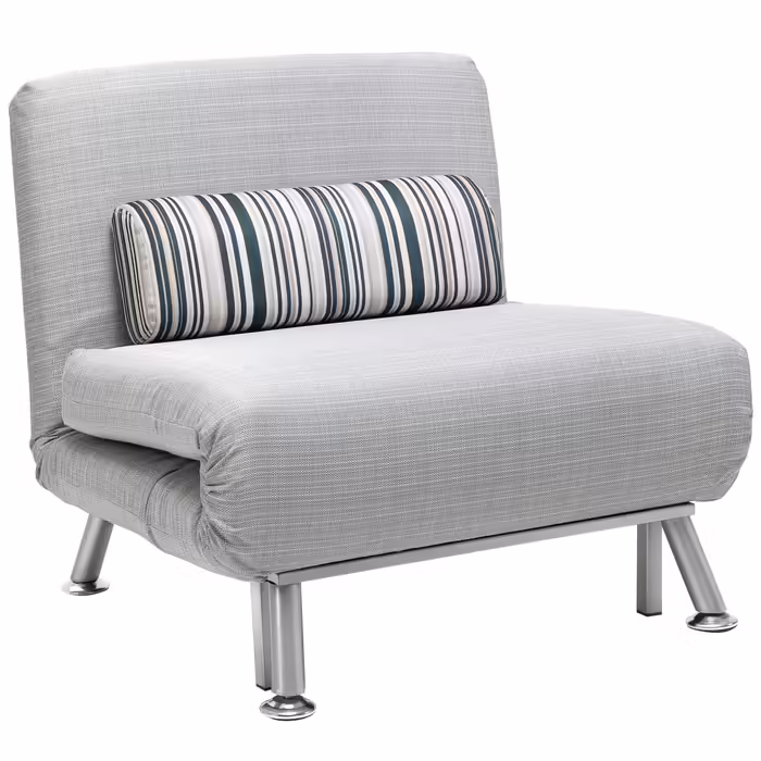 HOMCOM Folding Bed, Sleeper Chair & Guest Bed, Foldable Sofa Bed, Metal, Grey, 75x70x75cm | Aosom