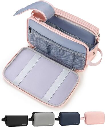 Чоловіча дорожня косметичка Kulturbeutel, водонепроникна, легка, з двома блискавками (Рожева)