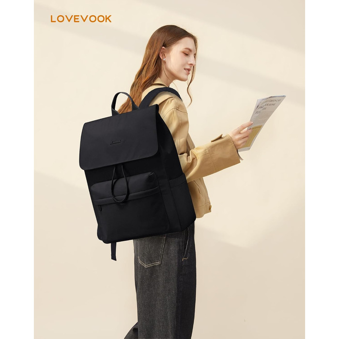 LOVEVOOK Рюкзак для жінок, 17.3 дюйми, рюкзак для школи, водонепроникний, для підлітків, легкий, з відділенням для ноутбука, для університету, школи, подорожей, роботи, чорний