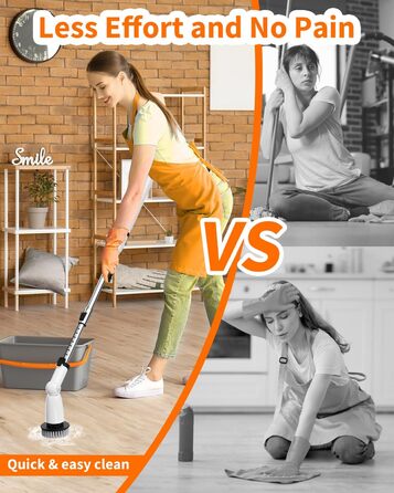 iDiskk Electric Spin Scrubber, Upgraded IPX7 Bathroom Scrubber, Shower Cleaning Brush with Adjustable and Detachable Handle, Dual Speed, Electric Cleaning