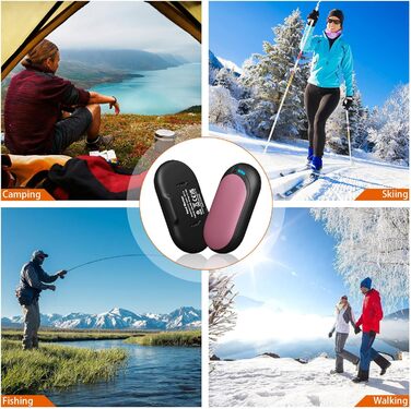 Електричний підігрівач для рук, перезаряджуваний набір 2 шт. з акумулятором 6000mAh, USB-кабель, 3 режими нагріву, 20 годин тепла, перезаряджувана кишенькова пічка для активного відпочинку взимку (чорний, рожевий)