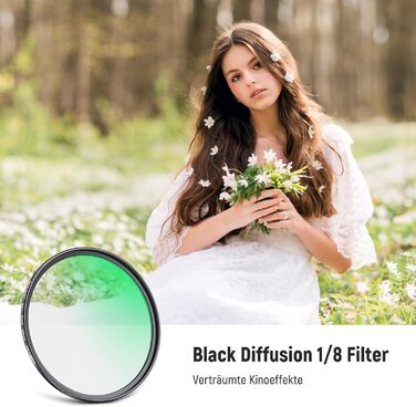 Фільтр NEEWER Black Diffusion 1/4 - м'який ефект, кінематографічний вигляд, для відеозйомки та портретів (49mm)