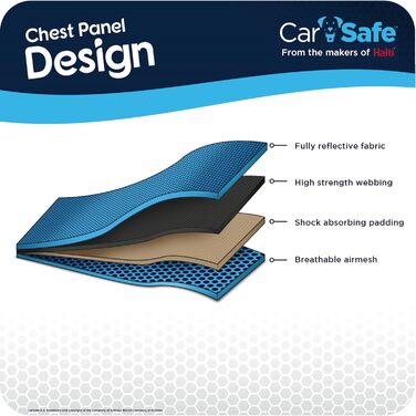 CarSafe: Безпечний автомобільний шлейка для собак, витримав краш-тест (до 32 кг), комфортний, для великих собак (розмір L), блакитний