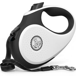 Витяжна поводок для собак HUND IST KÖNIG 8м для малих та великих собак | Міцний поводок до 50кг | Білий/Чорний