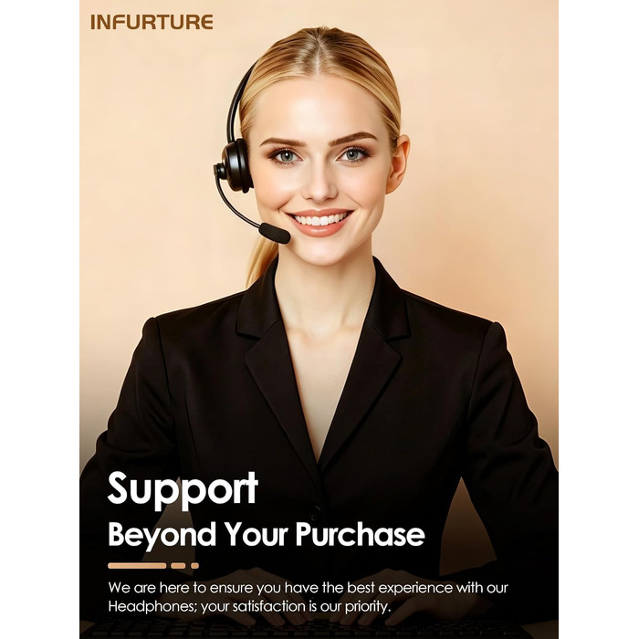 Накладні дротові навушники INFURTURE з USB-C та активним шумозаглушенням (Noise Cancelling), коричневі