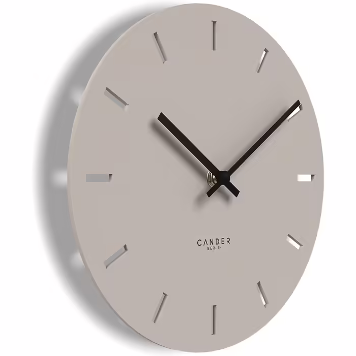 Cander Berlin MNU 2530 P Wall Clock Silent Ticking 30 cm Analog Kitchen Living Room Modern Vintage Warm Gray MDF