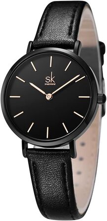 Жіночий годинник SK Ultradünn: мінімалістичний дизайн, шкіряний ремінець, чорний колір