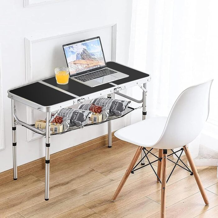 Складаний туристичний стіл CPROSP 90x40 см, чорний, регулювання висоти 26-70 см