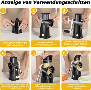 Ручна тертка для овочів та сиру з ручкою, 5 насадок, для нарізки овочів, сиру, горіхів, терка для швидкої нарізки