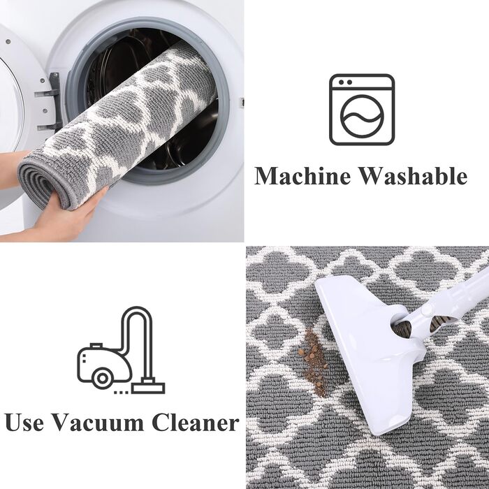 Килимок для підлоги SHACOS з антиковзаючою основою, 50x150 см, сірий - для кухні, вітальні, передпокою