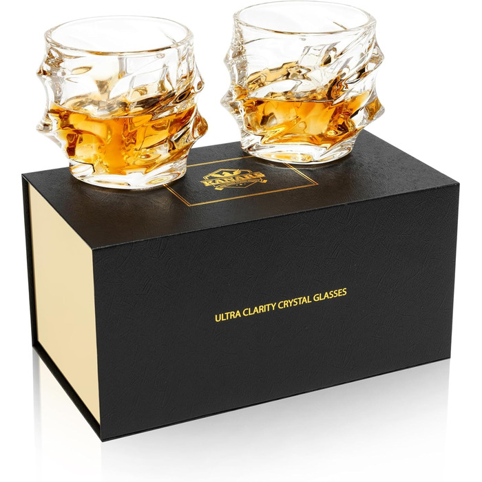 Набір склянок для віскі KANARS (4 шт.), 320 мл, без свинцю, кришталь, преміум-якість, подарунковий набір